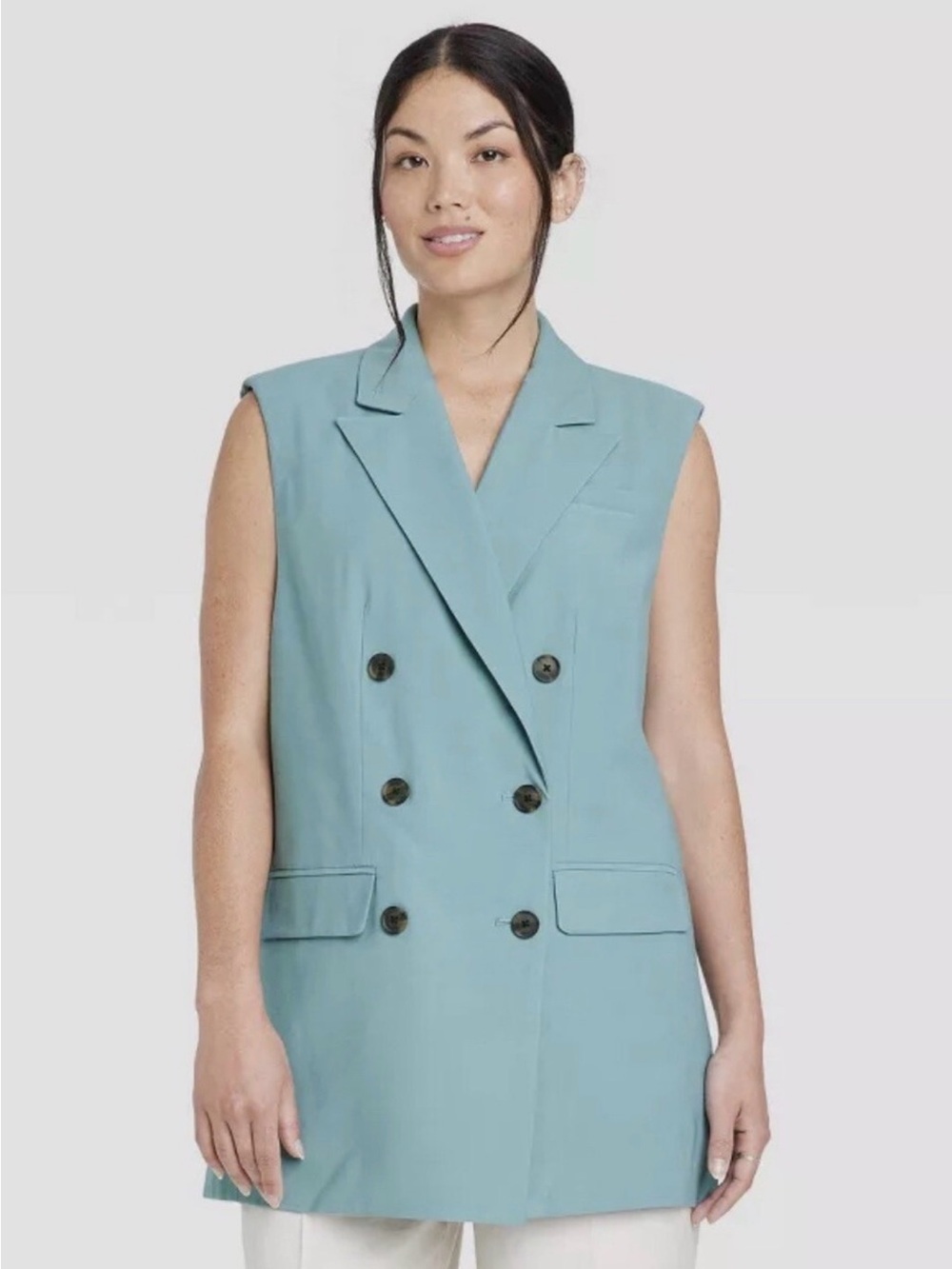a new day Seafoam Green Sleeveless Blazer Vest